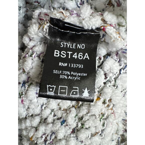 POL Distressed Confetti Knit Hooded Pullover Sweater Cottagecore Boho Chunky M - Picture 9 of 14